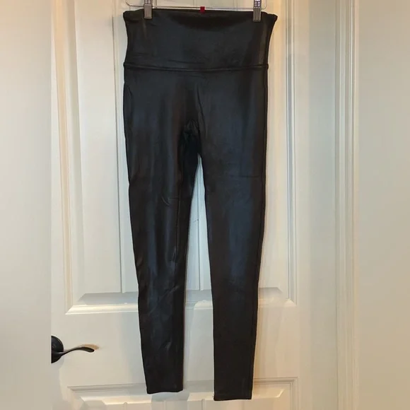SPANX BUNDLE of 2Women’s Faux Leather Legging in Black Size Large